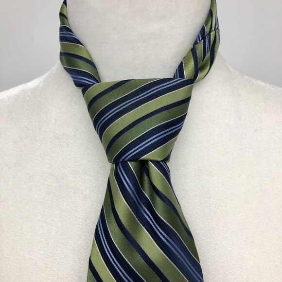 MICHAEL Michael Kors Green & Blue Striped Silk Tie - Picture 2 of 10